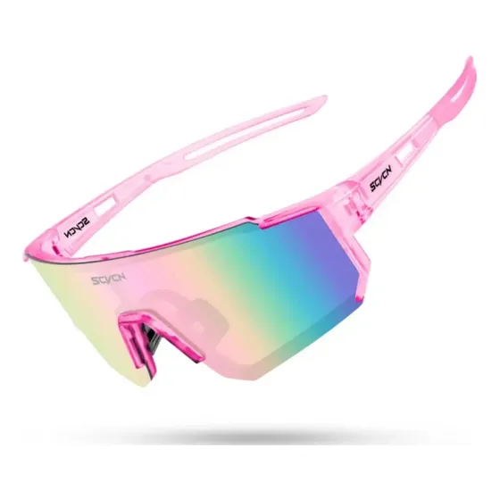 Gafas Deportivas Mujer Ciclismo Filtro Uv. Lente Tornasol Armazón Rosa
