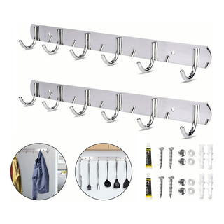 Gancho Perchero,6 Ganchos Set 2 Perchero Pared Acero Inox Gancho Perchero,6 Ganchos Set 2 Perchero Pared Acero Inox