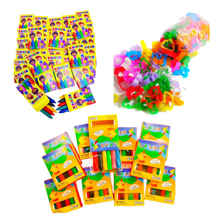 15 Mini Giz Cera 5 Cores+ 15 Massinha Modelar+ 30 Cortador Cor Sortidas 15 Mini Giz Cera 5 Cores+ 15 Massinha Modelar+ 30 Cortador Cor Sortidas