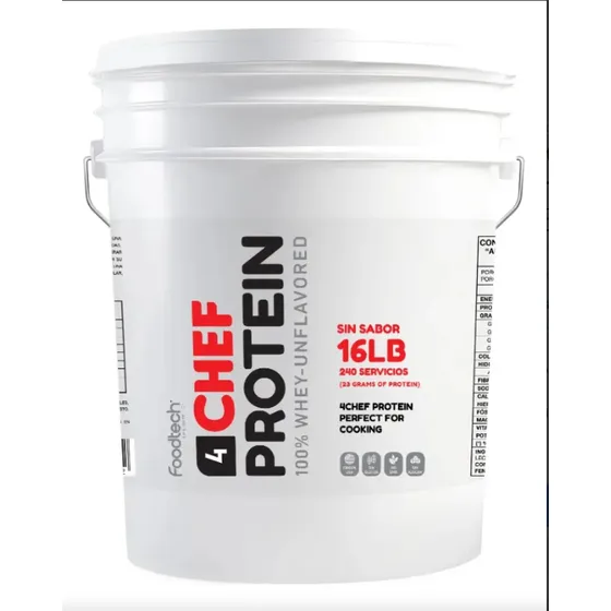 4 Chef 100% Whey Protein Sin Sabor 16 Lbs 240 Serv Foodtech Sin Sabor