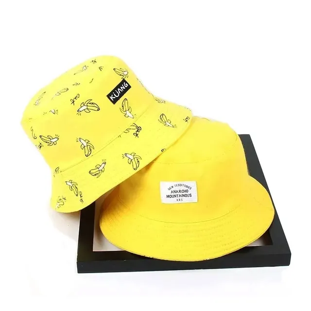 Bone Chapeu Bucket Hat Balde Dupla Face Amarelo Banana