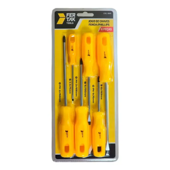 Kit Chaves Fenda/philips 6 Pç Ponta Imantada Top - Mh