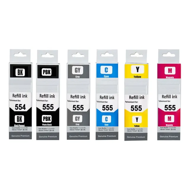 Pack 6 Tintas T555 T554 Para Epson Ecotank 70ml  L8160 L8180