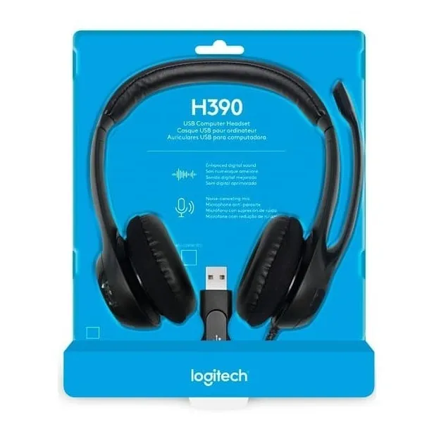 Audifonos C/ Microfono H390 Botones Multimedia Color Negro