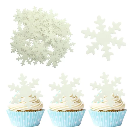 50 Adornos Comestibles Blancos Para Cupcakes Con Copos De Ni