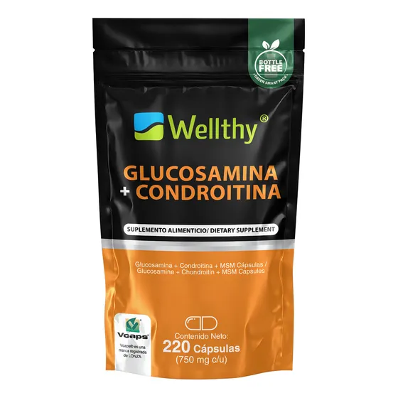 Glucosamina + Condroitina + Msm. 220 Cápsulas Bottle Free Sabor Sin Sabor