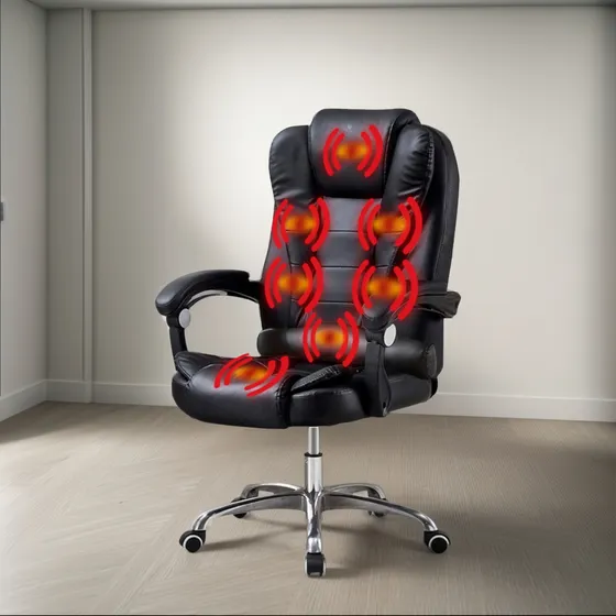 Silla Ejecutiva En Cuero Lumax Con 7 Puntos De Masaje Negro