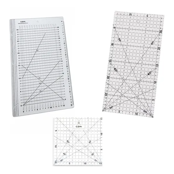 Kit 3 Bases Reglas De Corte Patch Work Simil Acrilico Costur
