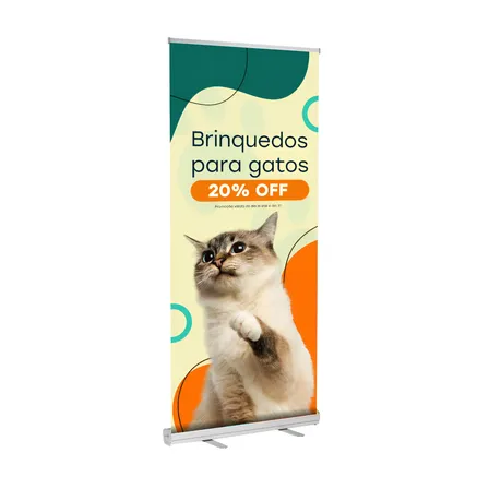 Porta Banner Roll Up 80 X 200cm Suporte Retrátil + Bolsa Aluminio