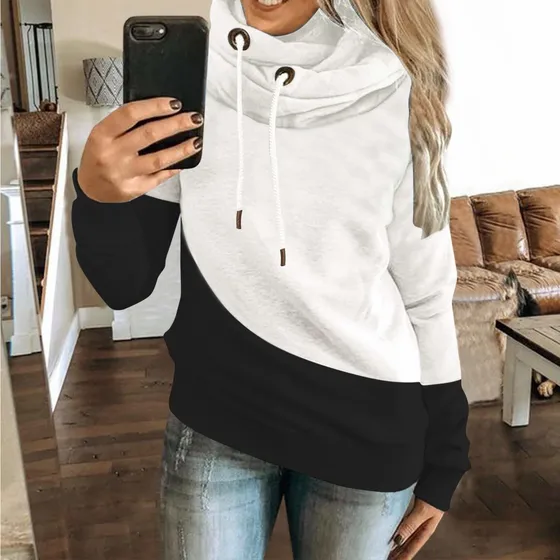 Hotkey Hoodie Sweatshirts For Dama Contrast Color Long