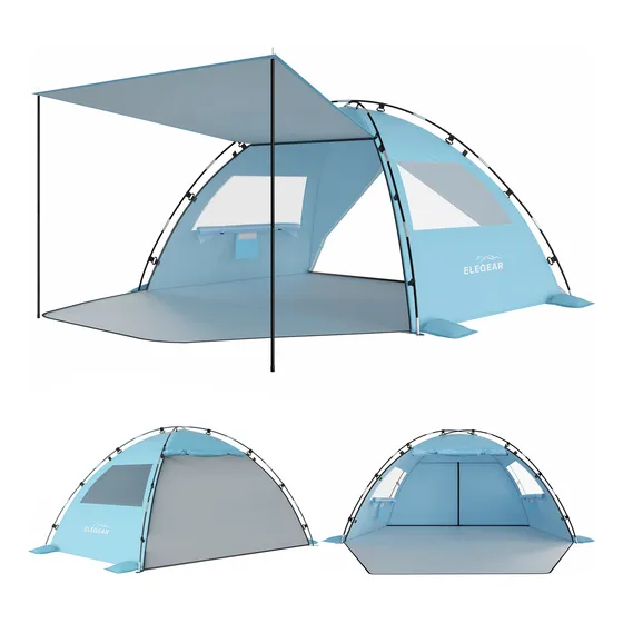 Carpa De Playa Portátil Con Toldo De Sombra Desmontable