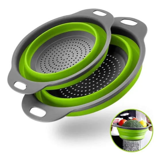 Juego De Colador Plegable De 2 Redes De Coches De Cocina De