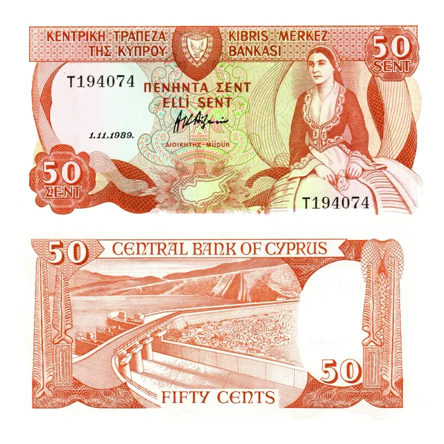 Chipre - 50 Centavos - Año 1989