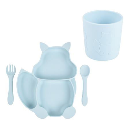 Kit Prato Infantil Gato Talheres Copo 180ml 100% Silicone Kit Prato Infantil Gato Talheres Copo 180ml 100% Silicone