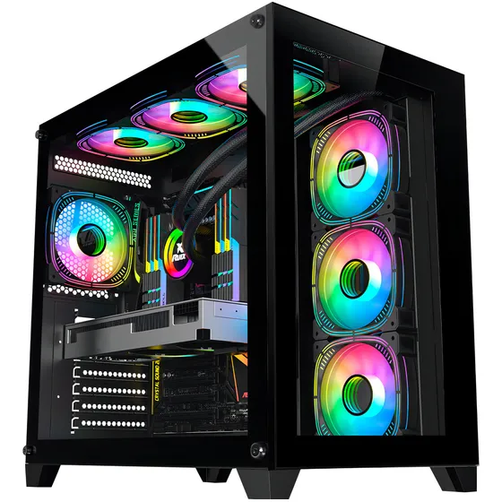 Gabinete Gamer K-mex Aquário Space Atx Cg-p2r4 Sem Fans Cor Preto