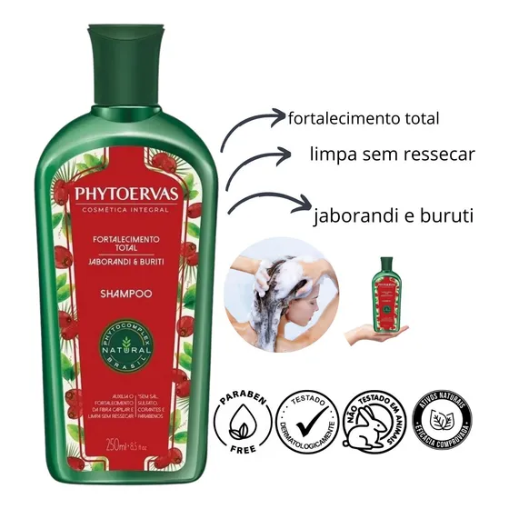Shampoo Fortalecimento Total Jaborandi E Buriti Phytoervas