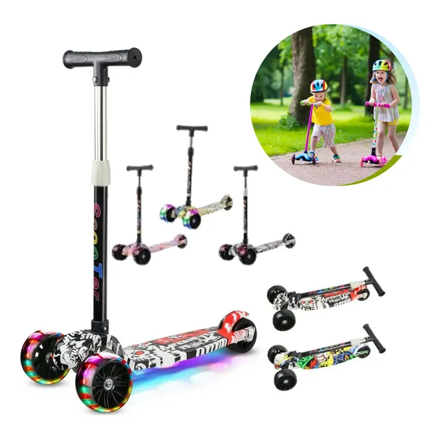 Patineta Monopatin Scooter Altura Regulable Con Luces