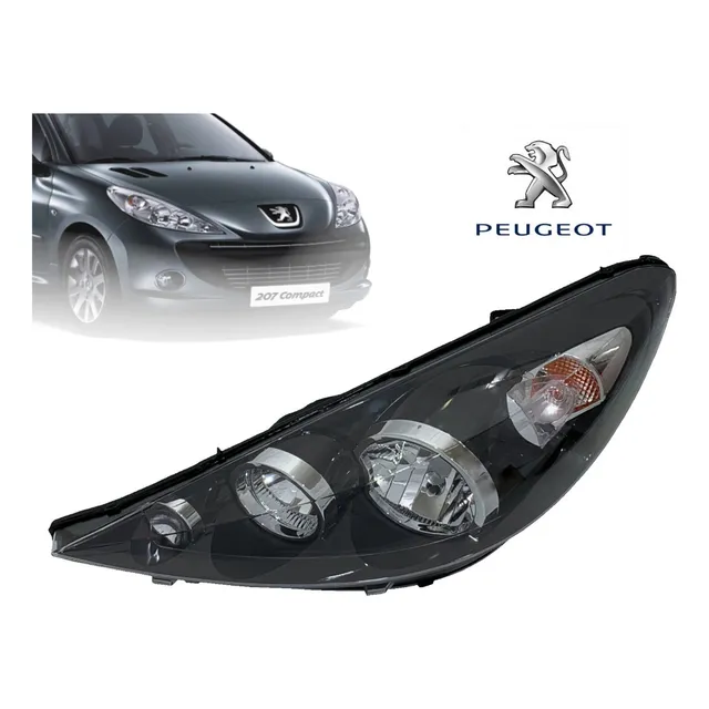 Faro Izquierdo Fondo Negro Para Peugeot 207 2010