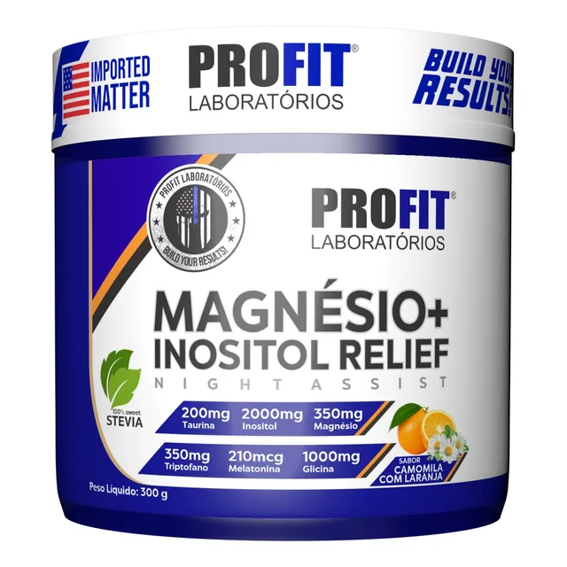 Magnésio + Inositol Relief Pote 300g - Profit Sabor Camomila Com Laranja