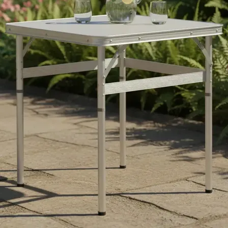 Mesa Vira Maleta Alumínio Com Alça Portátil 60x45cm Para Camping Pesca Jardim Área Externa Ou Interna Salão De Festas Gourmet Cor Branco
