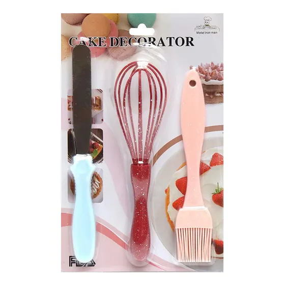 Kit Reposteria Batidor Espatula Brocha Pastel Cocina 3 Pzs