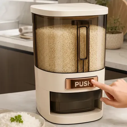 Dispenser De Alimentos Organizador Grãos Arroz Cereais Bege