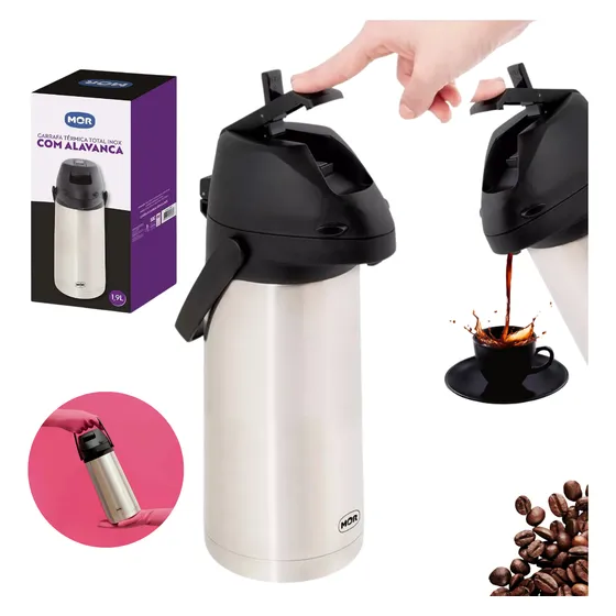 Garrafa Térmica Airpot Total Inox Café Chá 1,9 Litros Mor