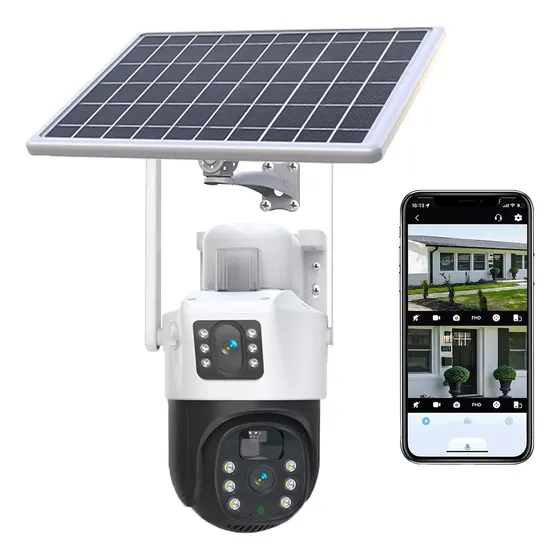 Cámara Seguridad Solar Doble Lente Wifi Exterior Nocturna