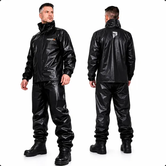 Capa De Chuva Moto Pioneira Impermeável Motoqueiro Pvc Preto — foto 2