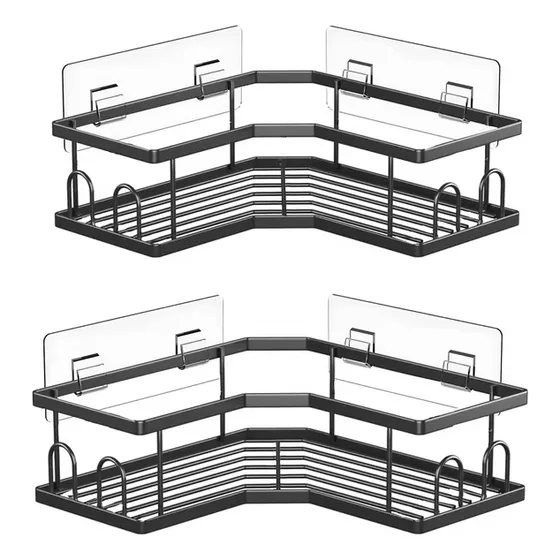 Organizador De Baño Esquinero X2 De Pared Adhesivo