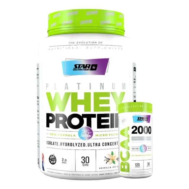 Proteína Whey Protein 2lbs + Bcaa 2000 Combo Strar Nutrition