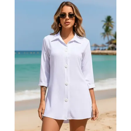 Saida Praia Feminina Canga Camisão Piscina Chemise Verão