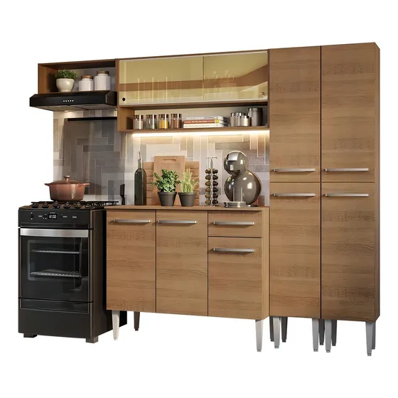 Armário De Cozinha Completa 229cm Rustic Emilly Madesa 07
