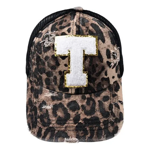 Gmz Boné De Beisebol De 26 Letras Com Bordado De Leopardo