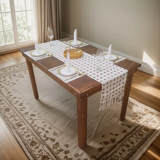 Mesa  De Madera Muy Resistente 80x124 Cm P6 Personas Comedor