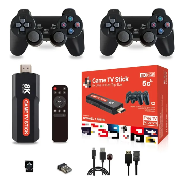 Streaming Tv Stick 8k Game Android Juegos 2 Controles Tv Box