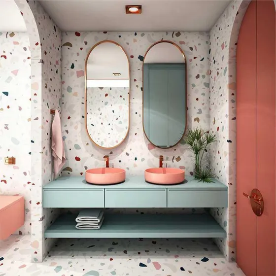 Vinilo Decorativo Simil Terrazzo-cocina-mesada-puerta