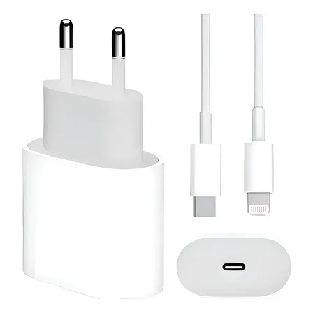 Carregador 20w + Cabo Tipo C Lightning Apple iPhone 12 13 14 Branco