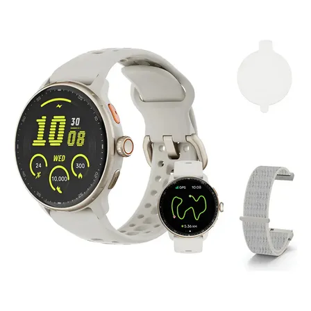 Relógio Inteligente Gps Smartwatch Amoled 3atm Sport Gps Caixa Cinza Bege