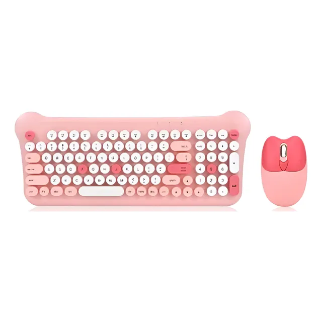 Kit Teclado Mouse Teclado Gato Recargable Inalámbrico