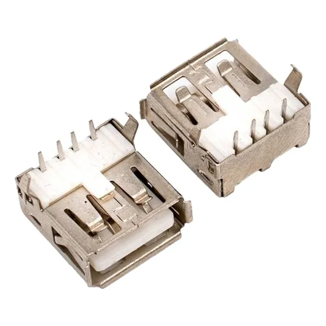 10pzs Conector Usb Tipo A Hembra 2.0 90° Con 4 Pines A 90°