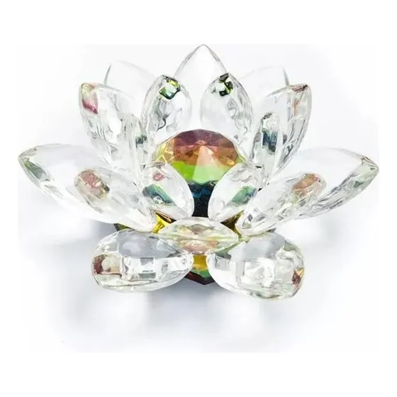 Flor Cristal 7cm Porta Vela De Loto Vidrio