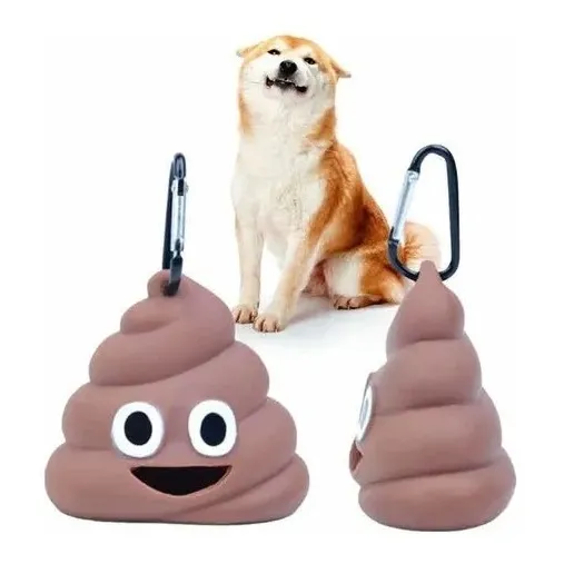 Dispensador De Bolsas Para Popo De Mascotas Poo Emoji