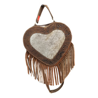 Bolsa Corazon Artesanal Con Pelo Piel Flecos Mujer Crosbody Bolsa Corazon Artesanal Con Pelo Piel Flecos Mujer Crosbody