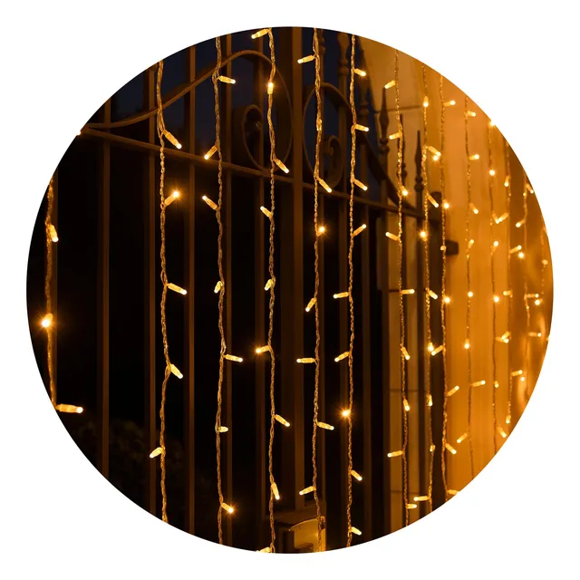Cortina Lluvia Led 3 X 2 Mts Luz Cálida Navidad 220v