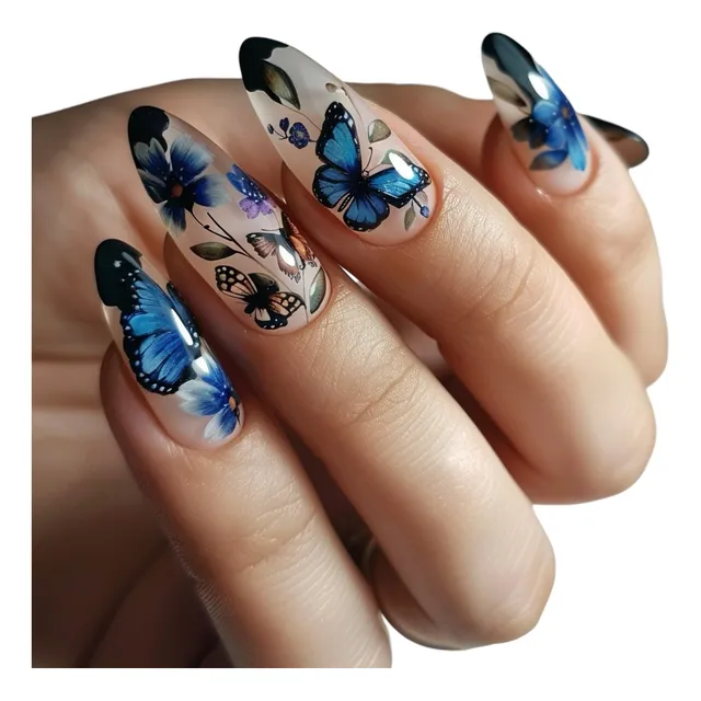 4 Laminas Sticker Uñas Mariposas Tornasol Pegatinas