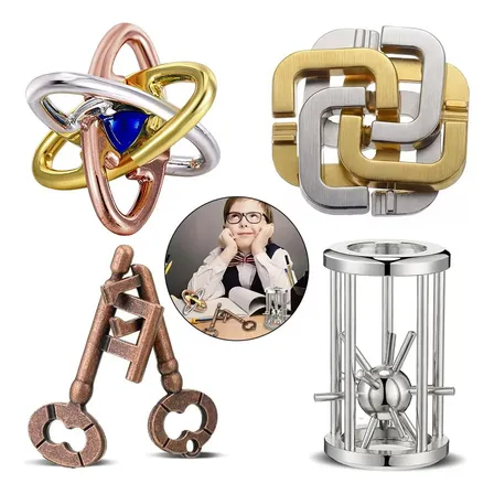Puzzle Quebra-cabeças Metal Encaixe 3d Enigma Antigo Vários