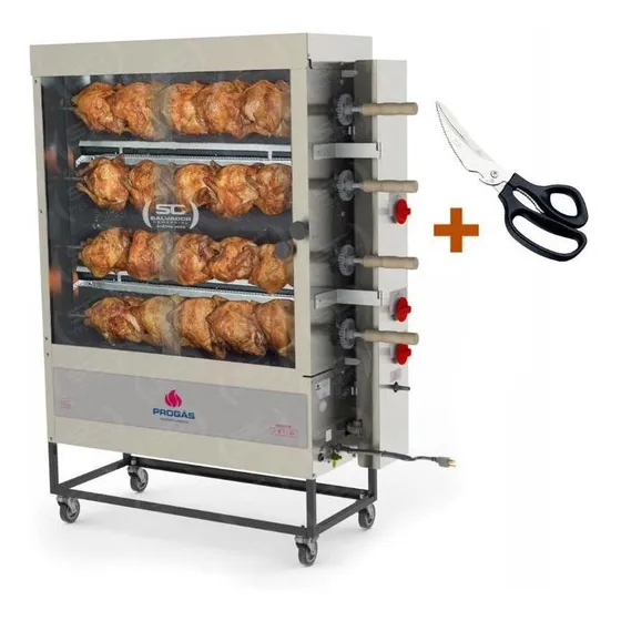 Assador Frango Gás Tubular Pr623 Progás + Tesoura Tramontina 127/220V