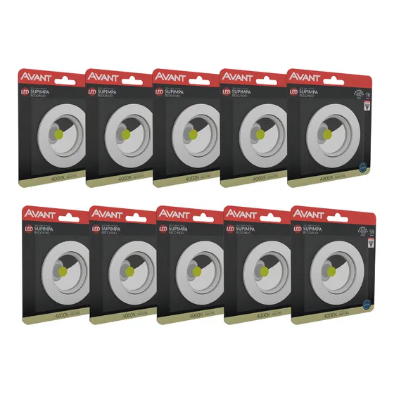 Kit 10 Spot Led Redondo Embutir 4000k 5w 127/220V Avant Cor Branco Neutro 4000K 127/220V