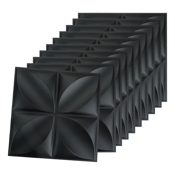 20pcs 3d De Pared Paneles Decorativos Acrílico 30cm*30cm Color Negro Adhesivo Mural